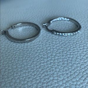 Silver Diamond hoop earrings !!!